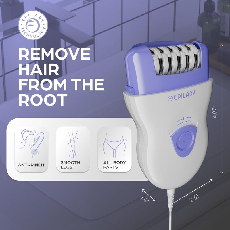 Epilady Speed Corded Epilator - Effective Hair Removal for Women and Men, Ideal for Arms, Legs, Underarms, Bikini Area, and Face, Two Speed Settings, White/Red - Image 2